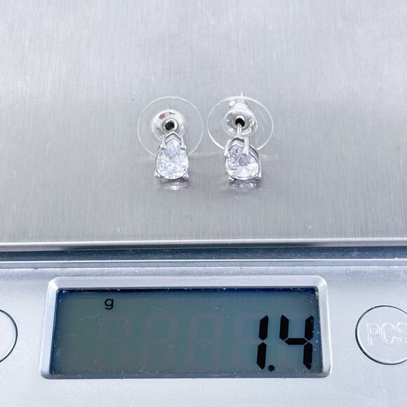 Vintage Sterling Silver 925 Cubic Zirconia Teardrop Earrings - Picture 4 of 5